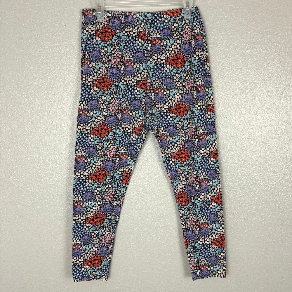 NOBO Sz XL (15-17) Girls Floral Blue Purple White Orange Cotton Spandex Leggings